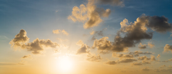 Naklejka na ściany i meble sunset sky clouds in the morning with orange sunrise