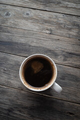 black coffee on a wooden table