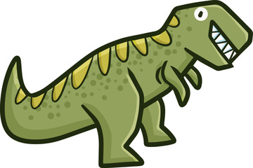 Funny green tyrannosaurus cartoon illustration