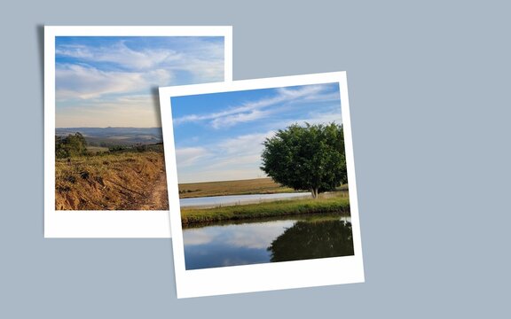 Travel postcard with blue background