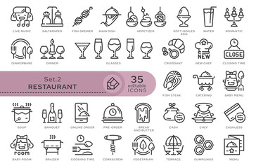 Set of conceptual icons. Vector icons in flat linear style for web sites, applications and other graphic resources. Set from the series - Restaurant. Editable outline icon.	
