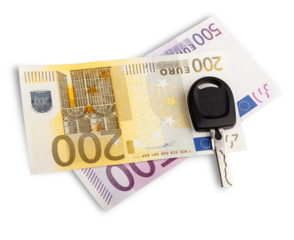 Black car key and paper money