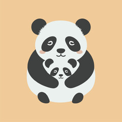 Mom and Baby Panda for Baby shower, Mother's day.