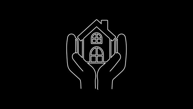 Cool Linear Minimalistic affordable house 4K icon animation. Linear animation. affordable house 4K Animated icon. house animation.