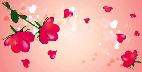  Delicate background with petals in the shape of hearts.  For wedding decor and valentine's day
