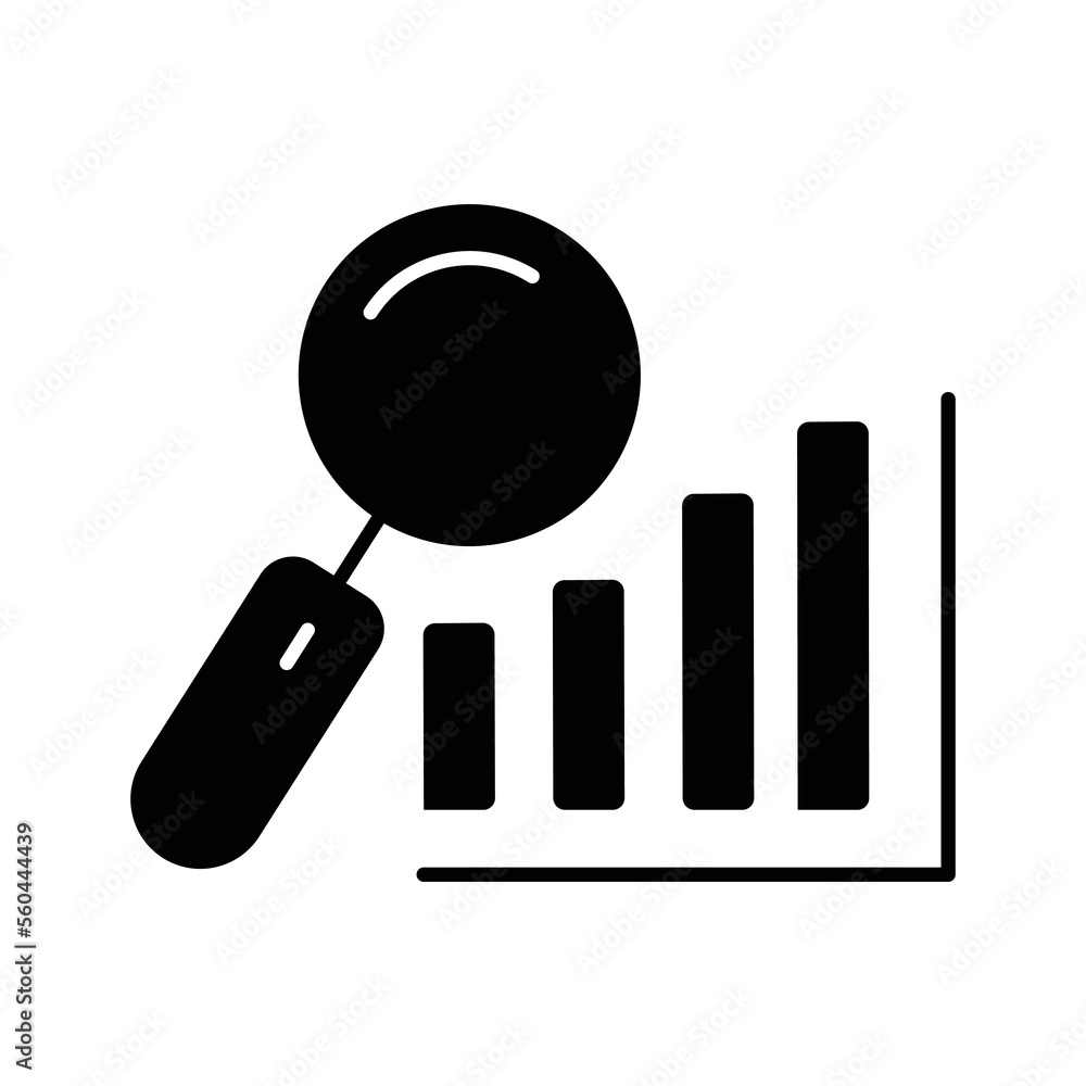 Poster chart icon illustration with search. suitable for analyst icon. icon related to project management. 