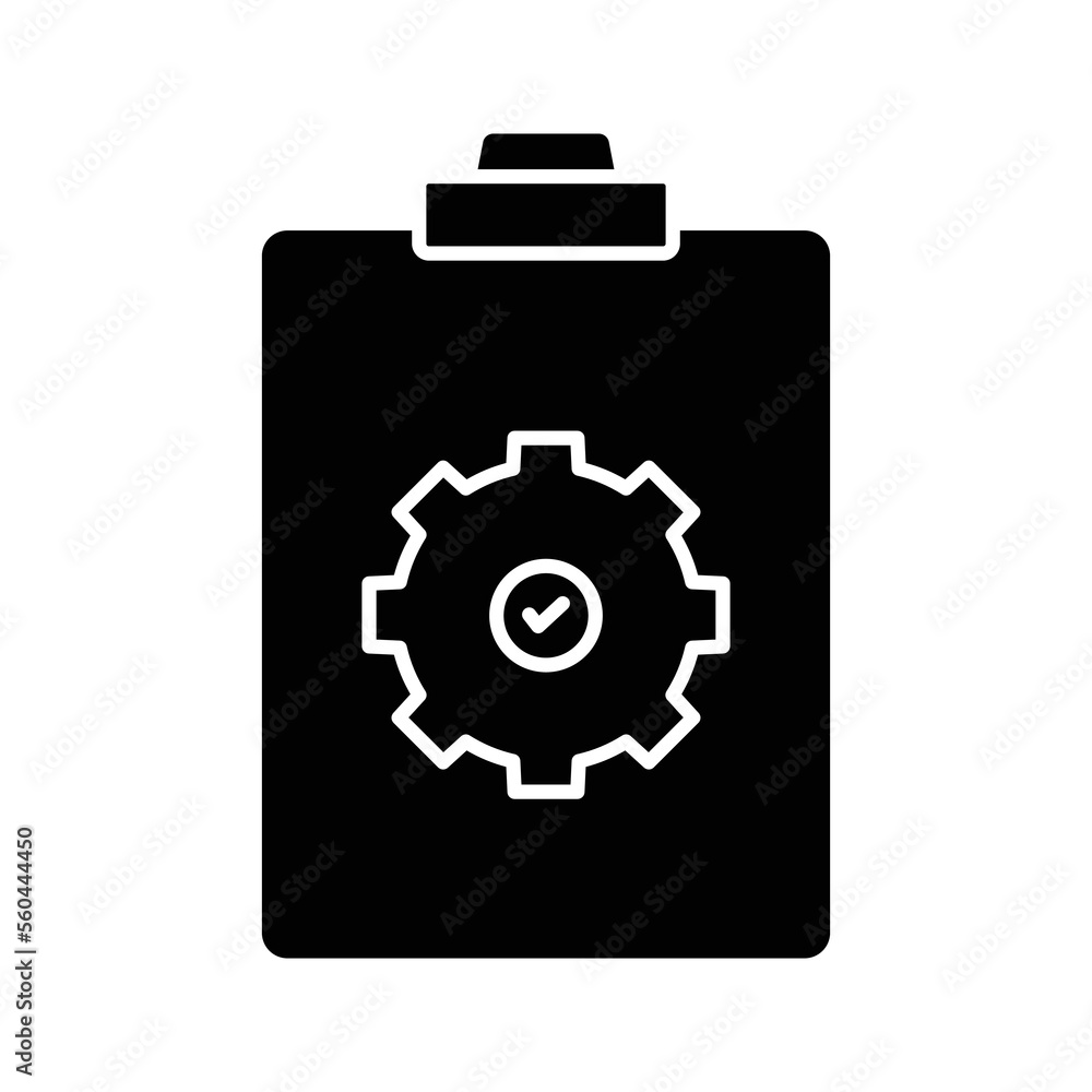 Poster checklist icon illustration with gear. icon related to project management. glyph icon style. simple 