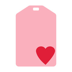 Simple flat name tag present label pink with smal red heart