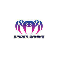 Spider logo with gaming pad symbol icon vector illustration modern design template