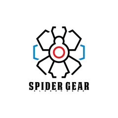 Spider in gear logo symbol icon vector illustration modern design template