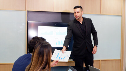 Executives and staff meeting for consultation.