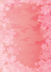 ピンクの春色背景イラスト　桜の花びら　