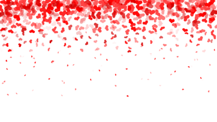 red love heart rain fall for valentine day transparent background
