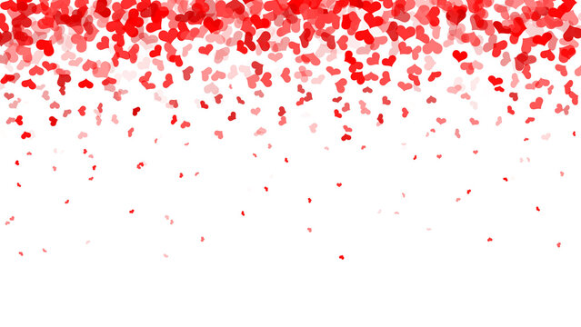 red love heart rain fall for valentine day transparent background