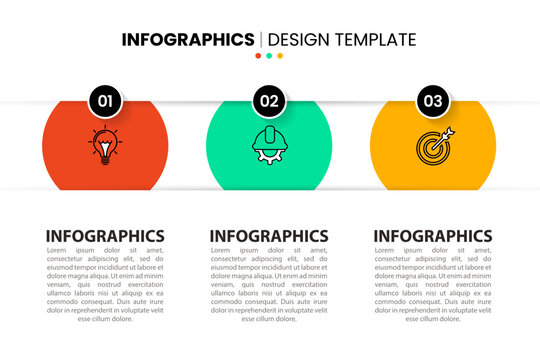 Infographic template. 3 circles in a row with icons and numbers