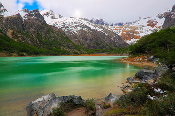 Laguna Esmeralda, Emerald lake near Ushuaia, Tierra Del fuego, Argentina