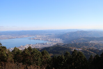 Lake Biwa viewed from mount Hiei in Kyoto, Japan