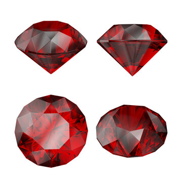 Red diamond crystals, gems, esoteric accessory. 3d illustration