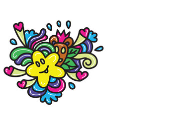 abstract and funny doodle art hand drawn vector colorful design 