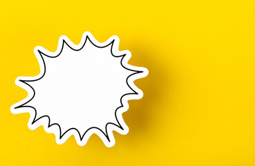 A Speech bubble with copy space communication talking speaking concepts on yellow background.