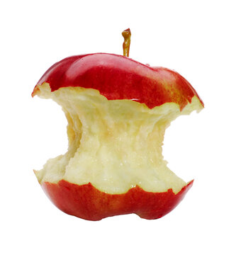 bitten red apple isolated on layered png format background