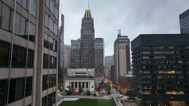 City Buildings On An Overcast Day In Downtown Baltimore, Maryland 