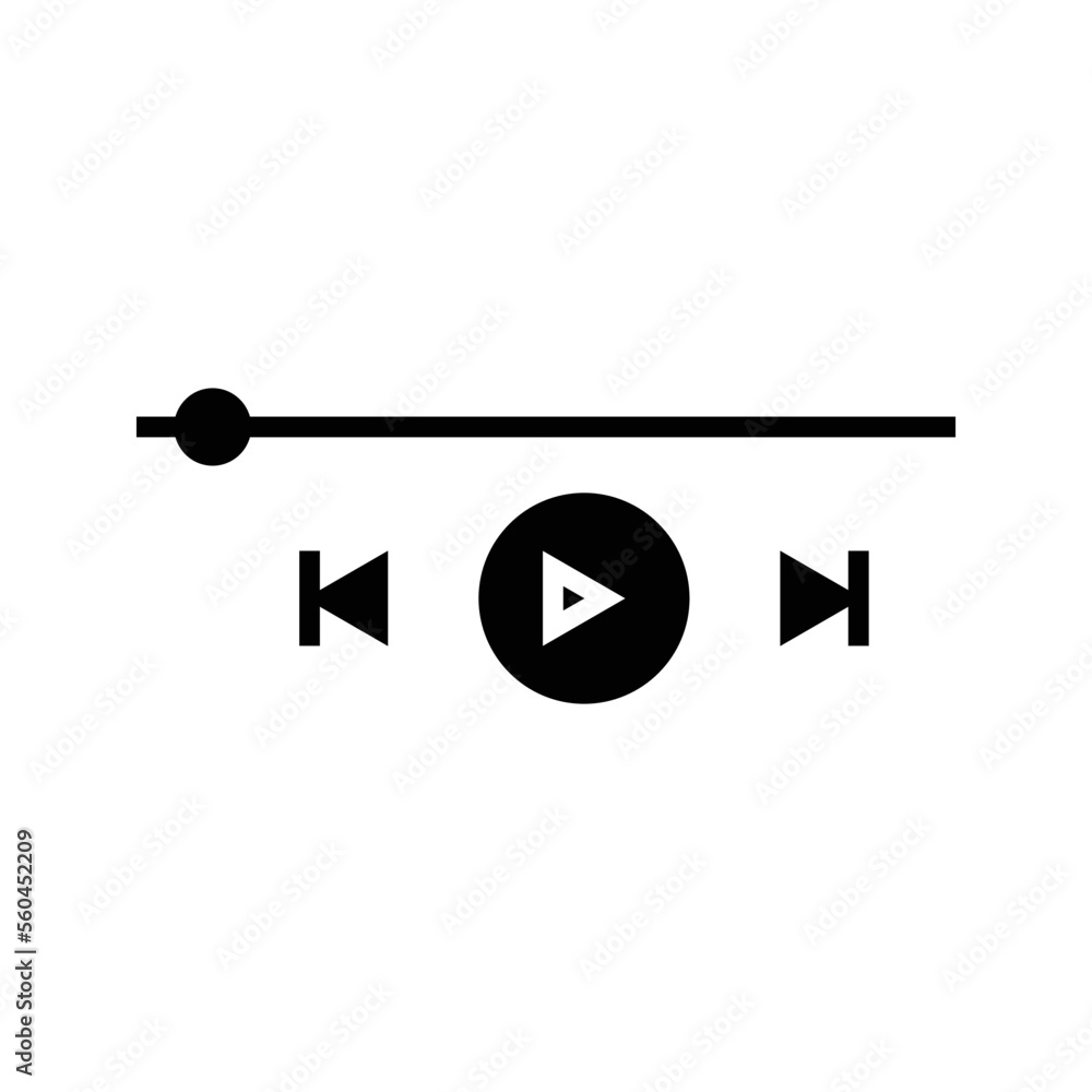 Aufkleber audio or video player progress loading bar with time slider, pause, rewind and fast forward buttons.