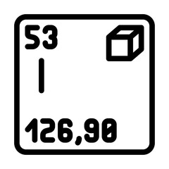 iodine chemical element line icon vector. iodine chemical element sign. isolated contour symbol black illustration