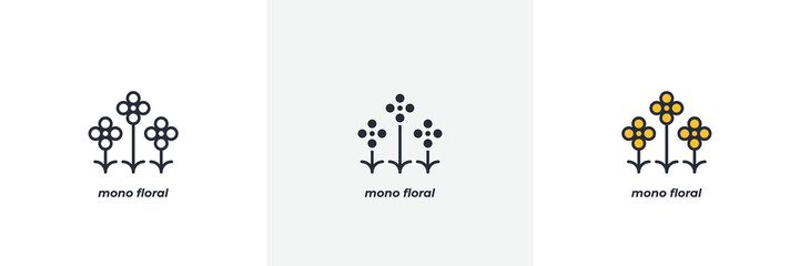 mono floral icon. Line, solid and filled outline colorful version, outline and filled vector sign. Idea Symbol, logo illustration. Vector graphics