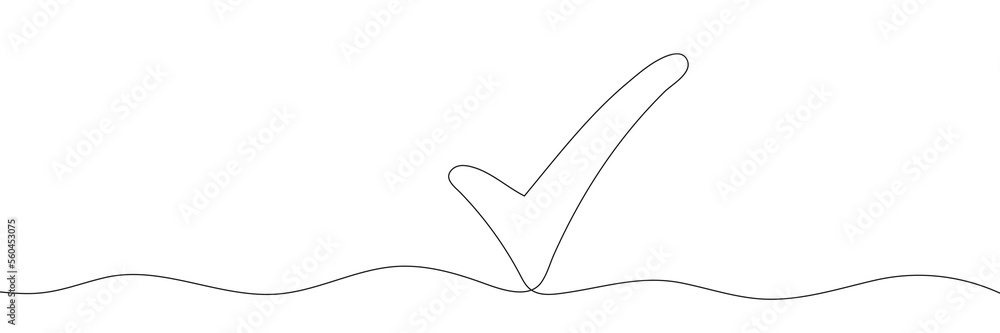 Poster continuous line drawing check mark icon. single line confirmation icon. vector illustration