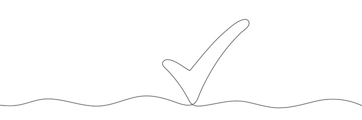 Continuous line drawing check mark icon. Single line confirmation icon. Vector illustration - obrazy, fototapety, plakaty
