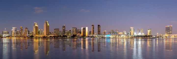 Fototapeta na wymiar Downtown San Diego skyline with waterfront panorama in California in the United States