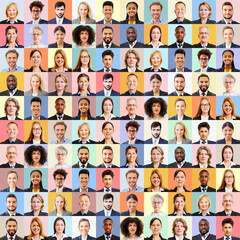 Portrait collage of diverse business people