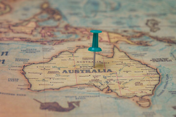 Pin Australia, Australia on the world map, continent of Australia.