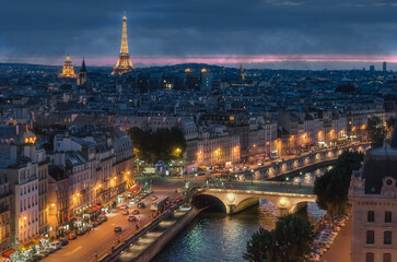 Paris at night - obrazy, fototapety, plakaty