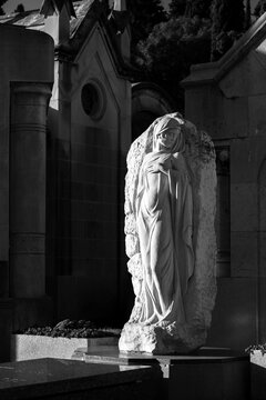 Sculpture in the modernist cemetery of Montjuic in Barcelona Spain