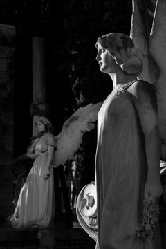 Sculpture in the modernist cemetery of Montjuic in Barcelona Spain