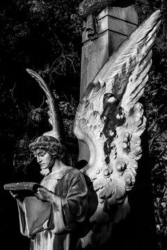 Sculpture in the modernist cemetery of Montjuic in Barcelona Spain