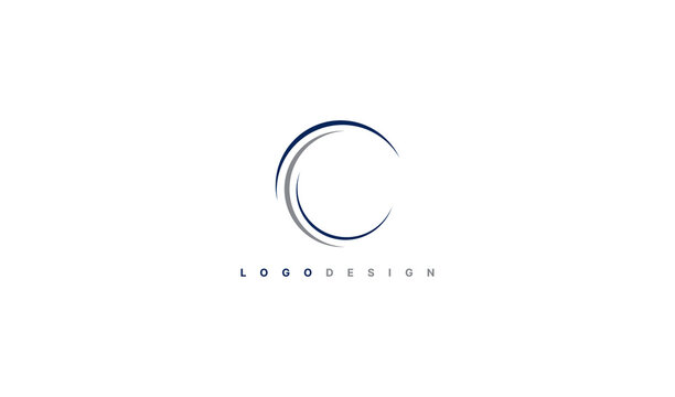 Modern and Minimal layered letter C logo, simple initial C monogram logo vector template