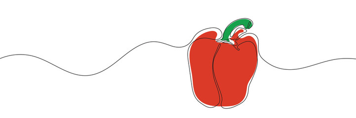 Bell pepper in continuous line drawing style.