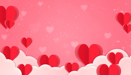 Cloudspace red heart paper cut valentine's day for decoration concept background