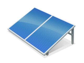 3D solar panel on metal stand with shadow (cut out)