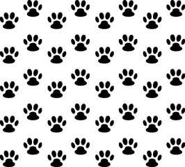 Fototapeta premium Cute animal. Foot dog or cat seamless pattern. Footprint graphic. Repeated pattern trail cat or dog. Shape paw isolated on white background. Vector
