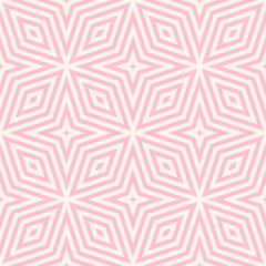 Pink vector geometric seamless pattern with lines, stripes. Stylish abstract striped ornament. Retro vintage style texture with diamonds, stars, rhombuses. Elegant geo background. Repeat geo design