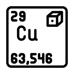 copper chemical element line icon vector. copper chemical element sign. isolated contour symbol black illustration
