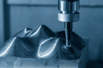 The CNC milling machine rough cutting the injection mold parts by indexable tools.