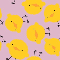Cartoon animals seamless Easter chicken pattern for wrapping paper and fabrics and linens and kids clothes print