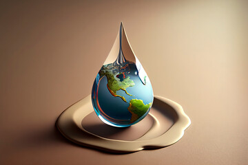 Fototapeta premium World Water Day, the earth in a water drop shape