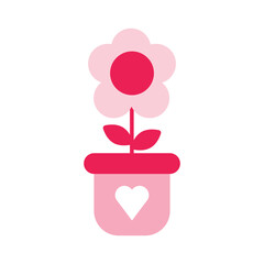 isolate valentine's day flower pink flat icon