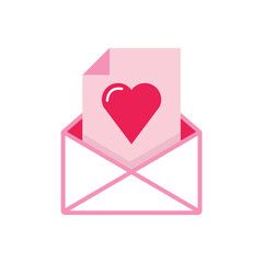 isolate valentine's day pink love letter flat icon